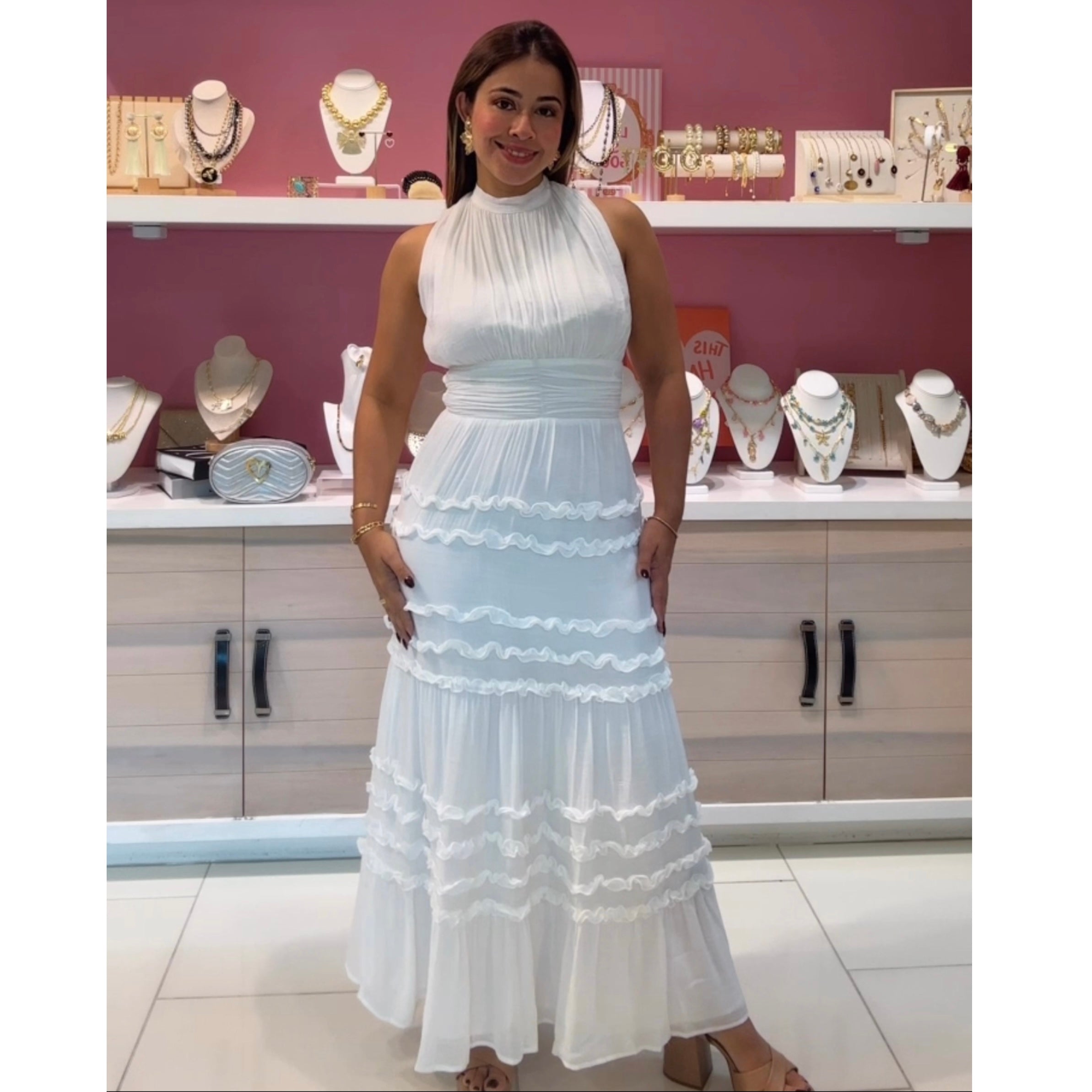 Eva ruffle maxi dress