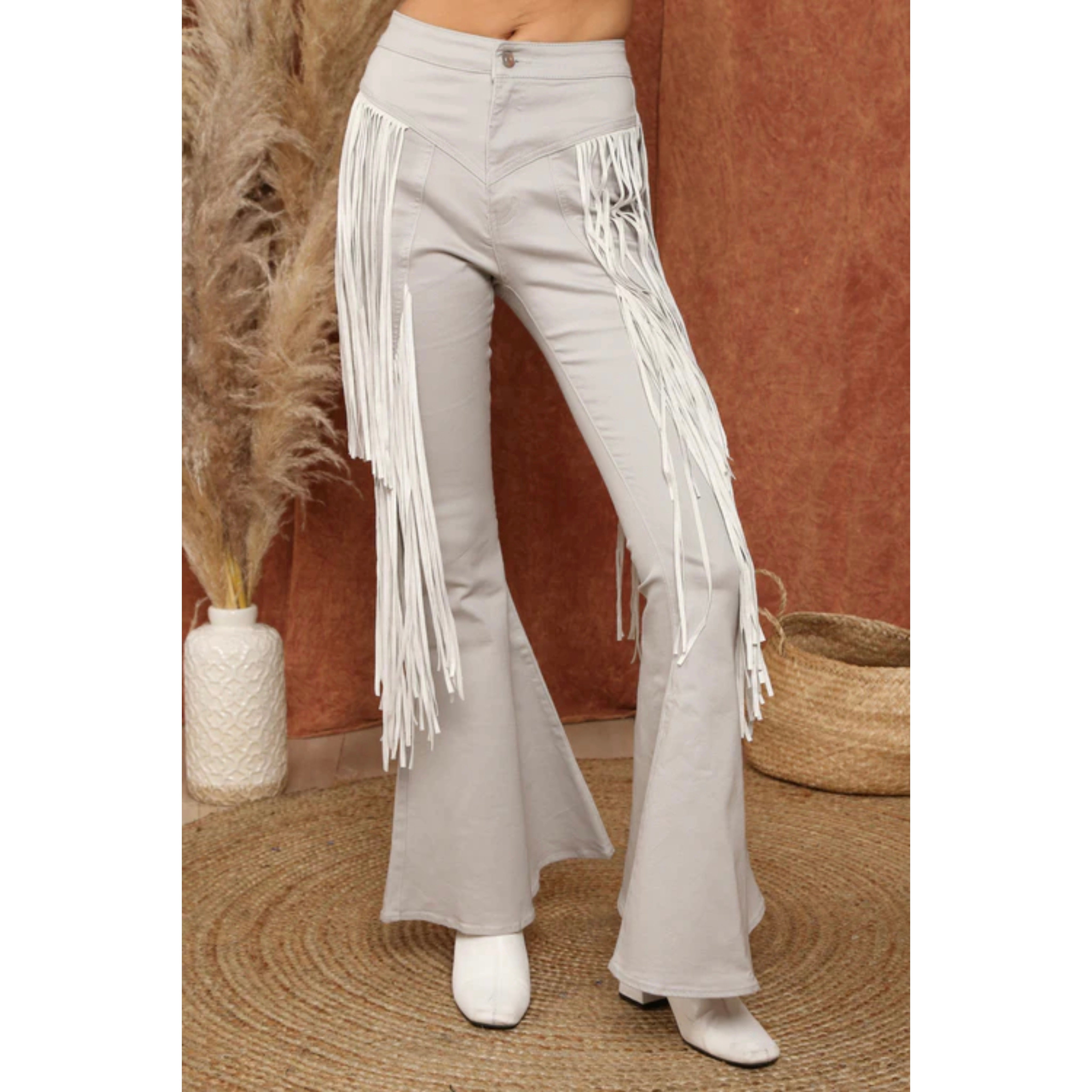 Bone white Fringe Pants