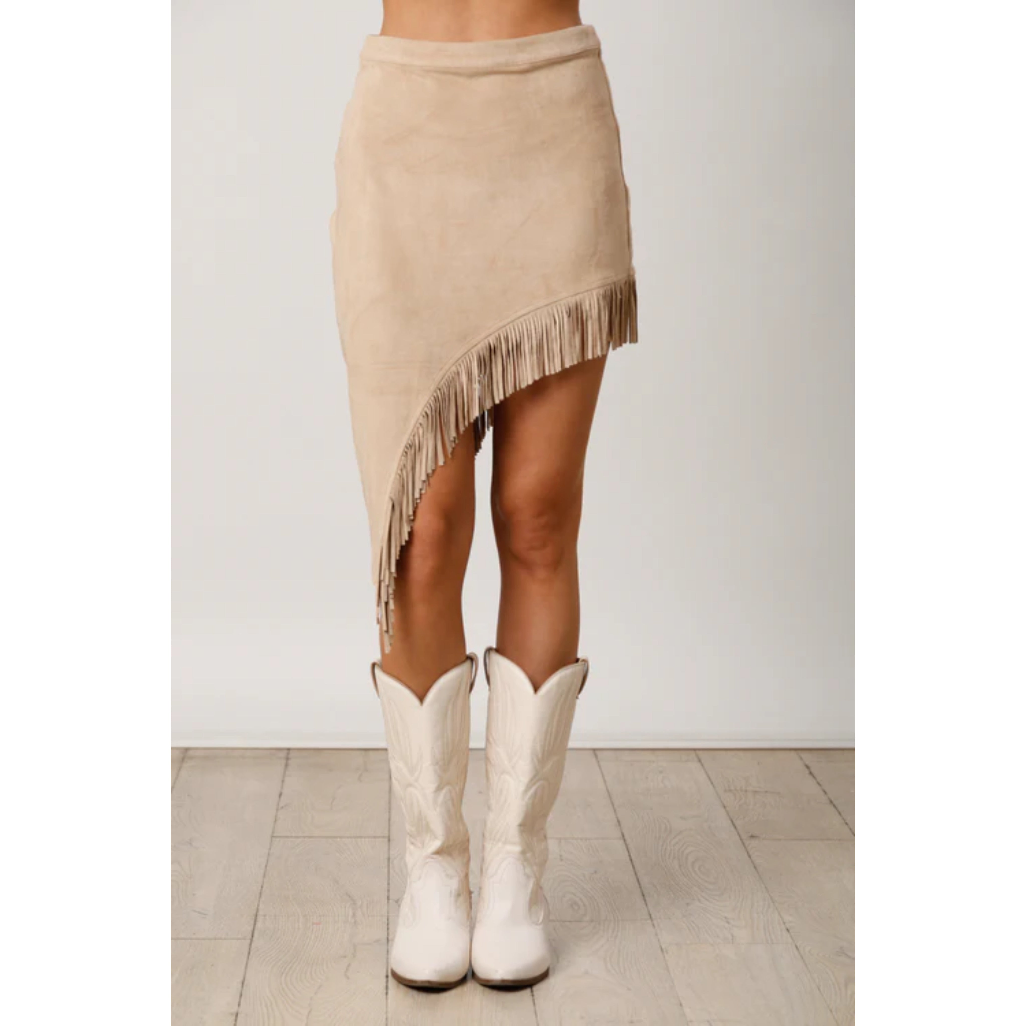 Taupe Fringe Skirt