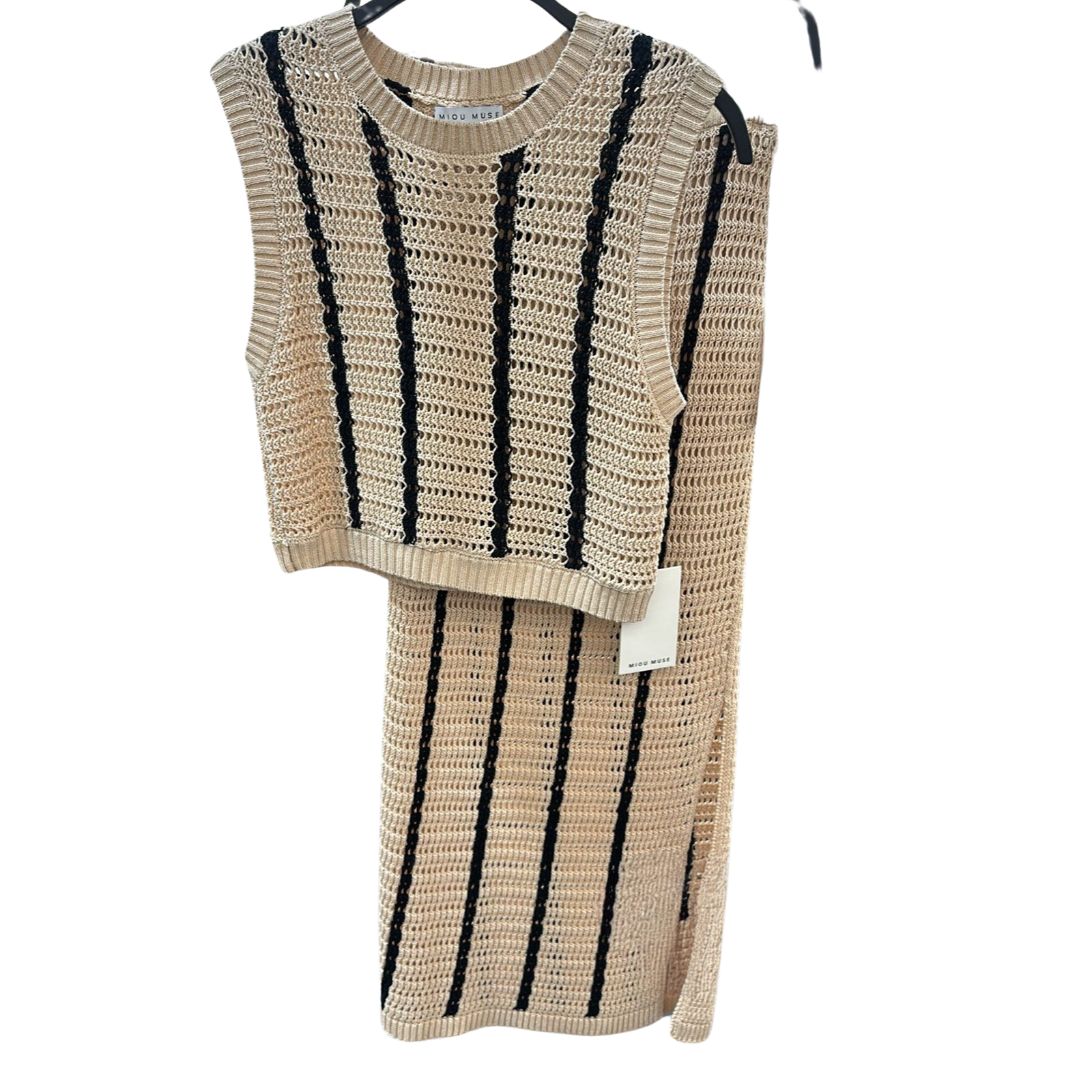 Tan/black crochet set