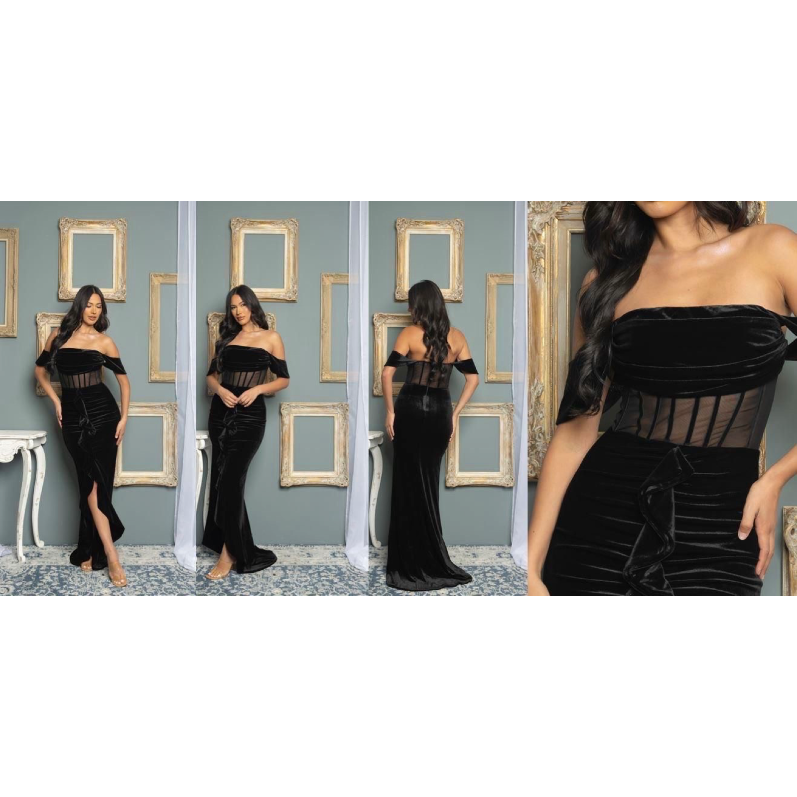 Terciopelo black long dress