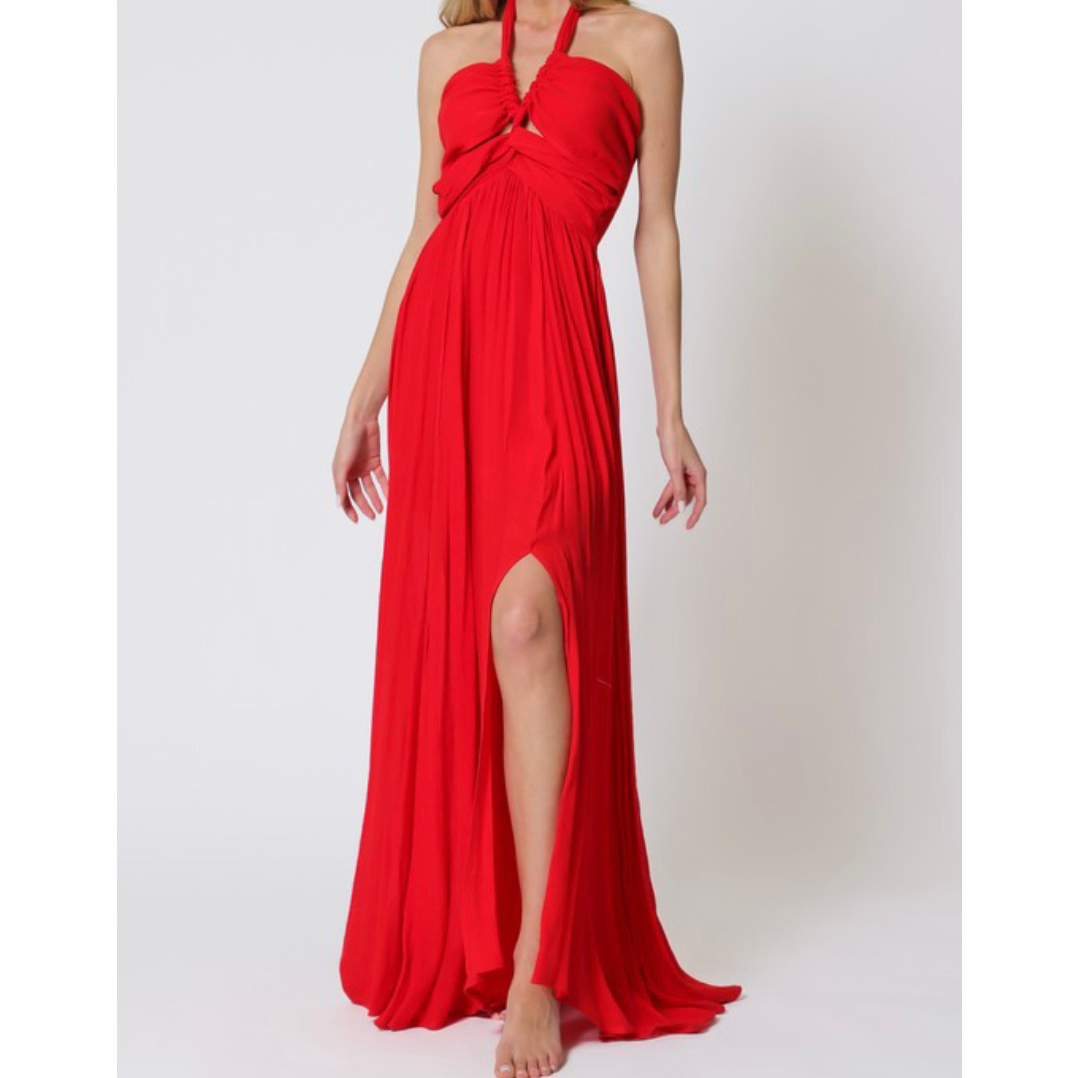 Red flame maxi dress