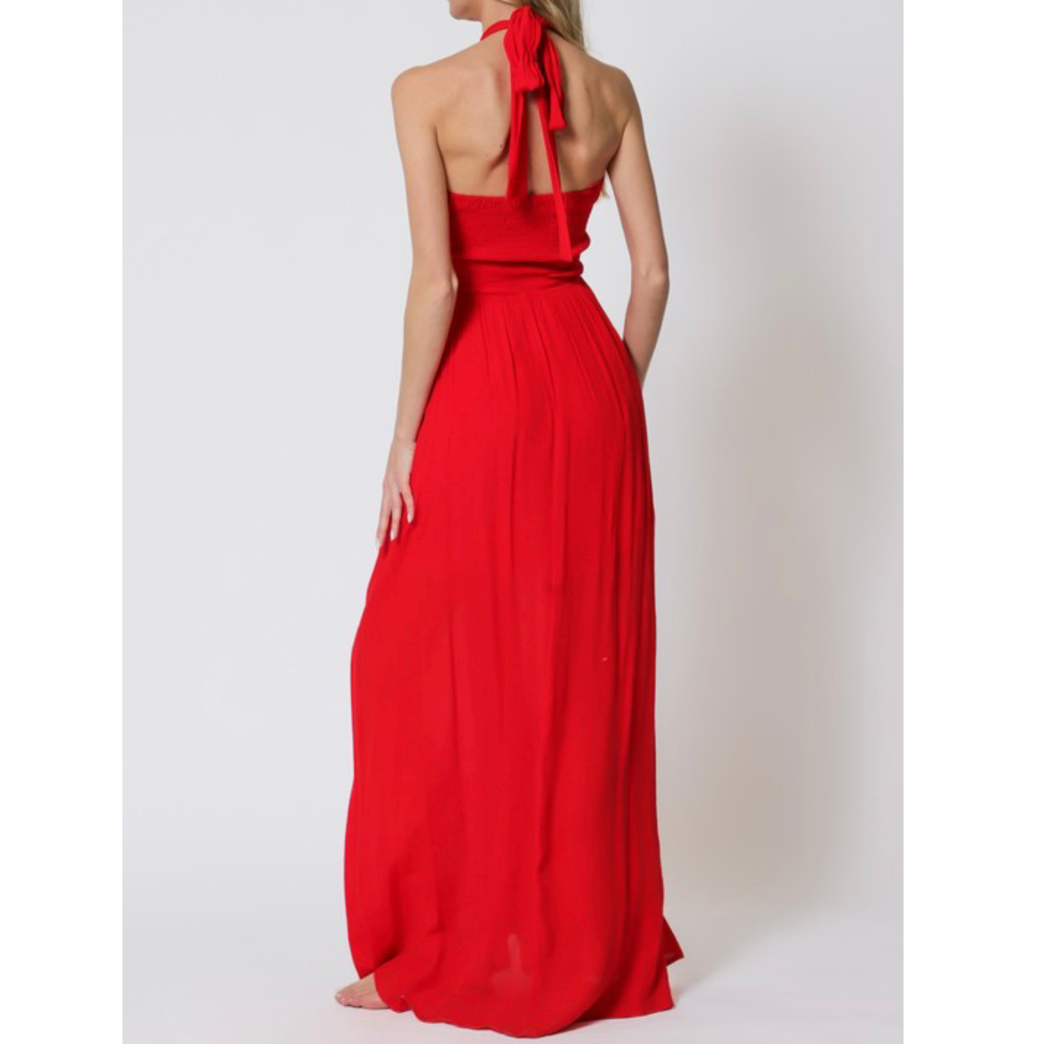 Red flame maxi dress