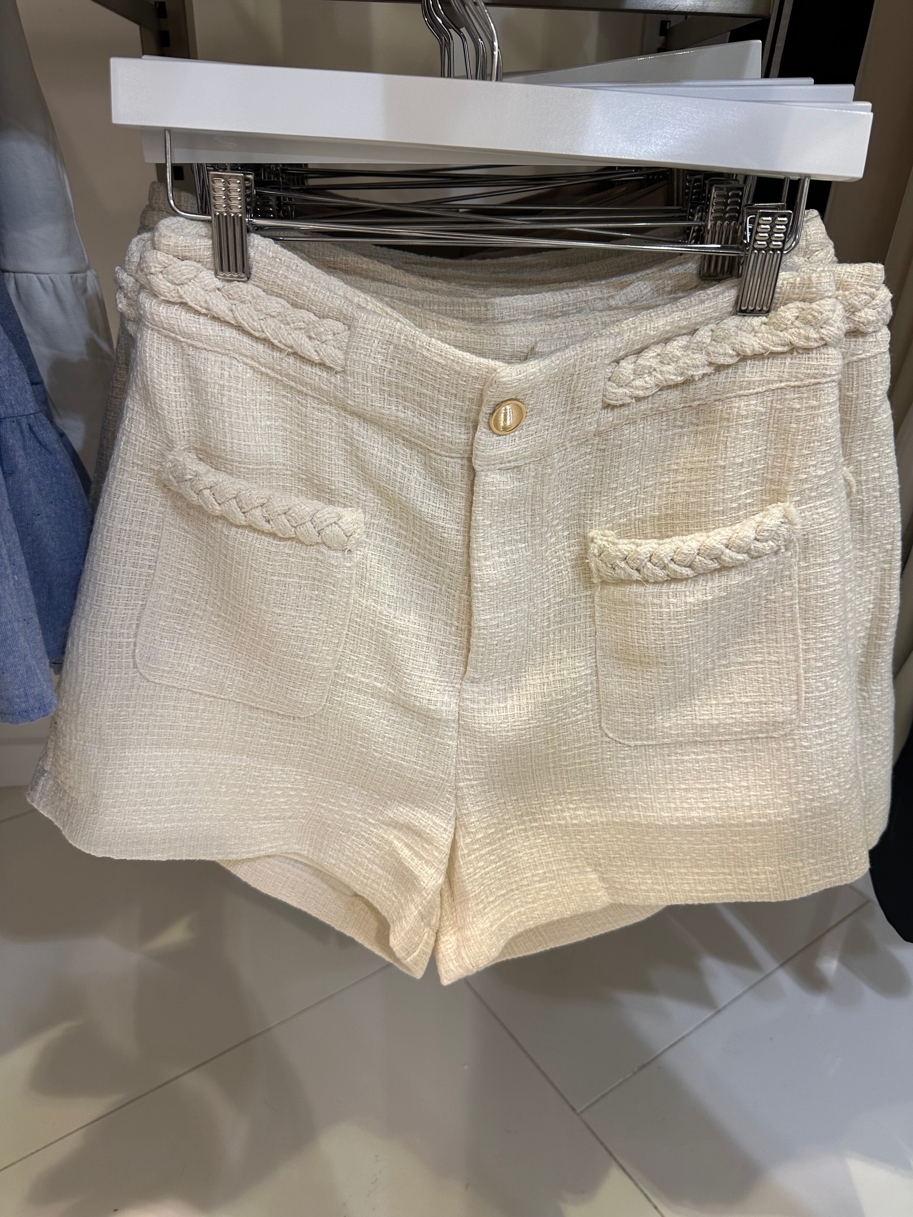 Cream tweed shorts