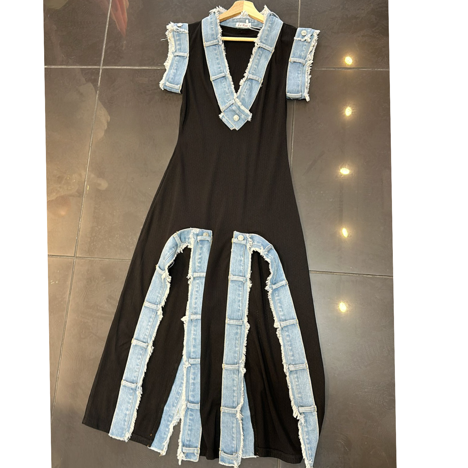 Sara black/blue denim dress