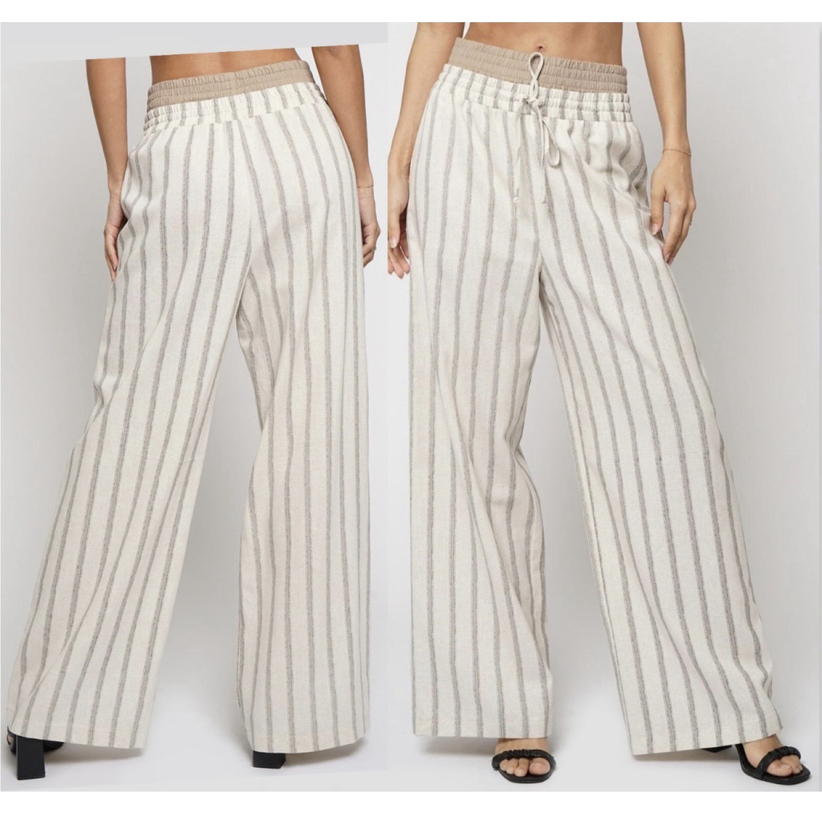 Natural striped line pants