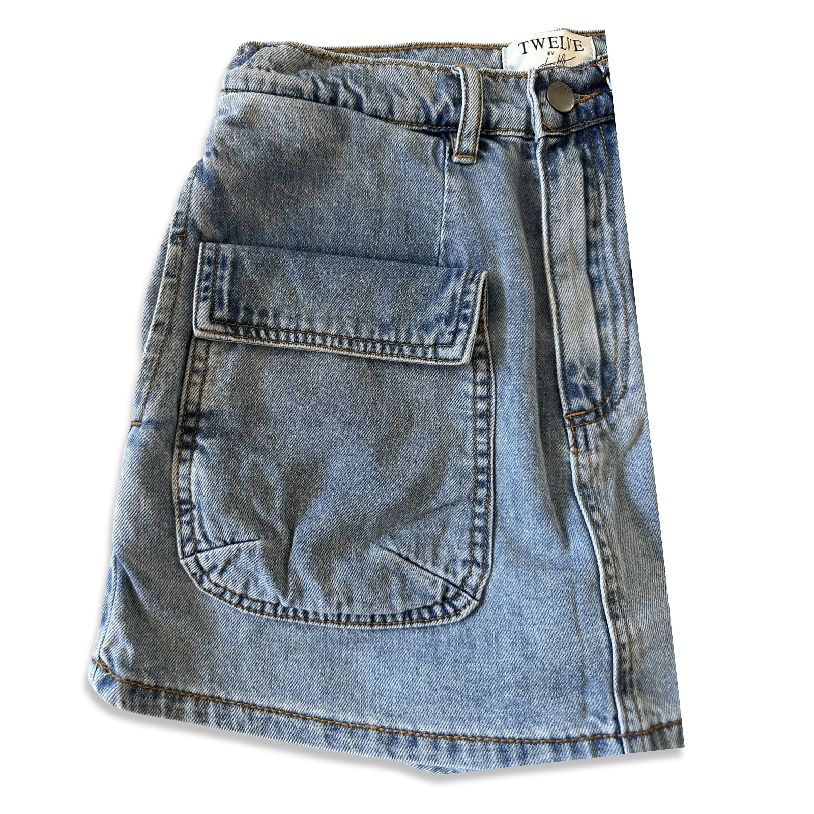 Mini denim cargo skirt-short
